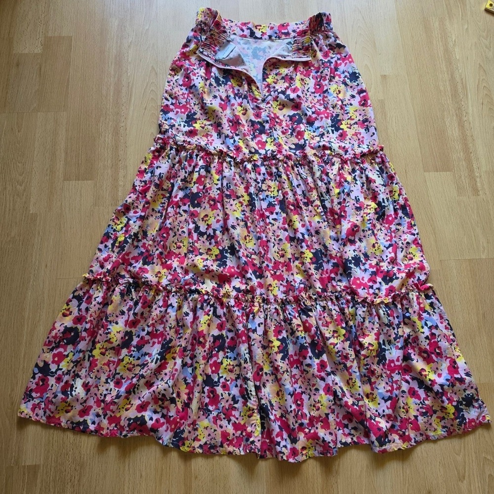 Rue Stiic Design Australia Floral Tiered Maxi Skirt XS / S Pink Yellow Boho - Picture 6 of 10